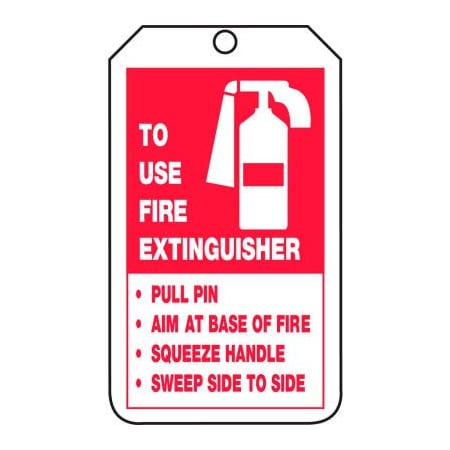 Accuform Accuform Extingusiher Tag, To Use Fire Extinguisher Tag, PF-Cardstock, 25/Pack TRS218PTP